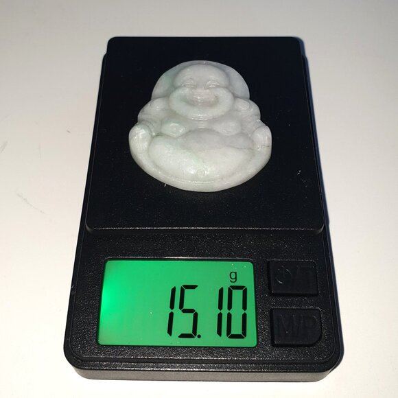75.5 carats Vintage Hand-Carved Natural White Jade Happy Buddha Pendant - Picture 10 of 11